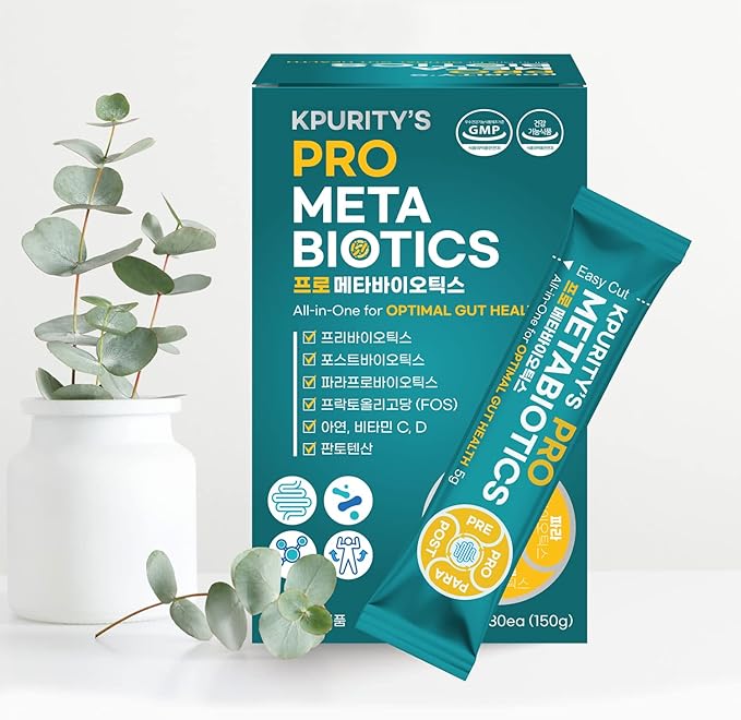 KPurity Prometabiotics All-in-One for Optimal Gut Health 5g x 30 Sticks Powder Probiotics Prebiotics 15 Billion CFU 19 Strains Immune Support Digestive Health Supplement