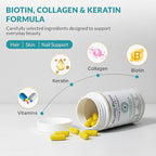Biotin 10,000 Mcg Hair Growth Vitamins for Women – Keratin, Collagen, Msm, Bamboo Silica, Hyaluronic Acid & Vitamin B Complex – Hair Loss & Thinning Hair Support – Hair Skin and Nails – 120 Capsules