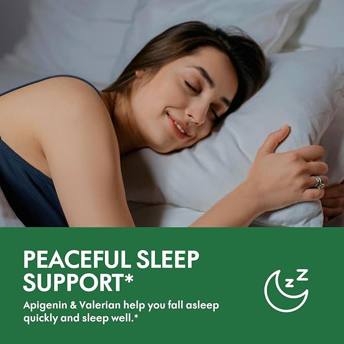Apigenin Supplements for Sleep, 7-in-1 Formula Drops w/Chamomile Extract & L-Theanine for Calming & Relaxation Support, Fast Apsorption Liquid w/Valerian Root & Passion Flower. 2oz