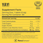 NovaFerrum Yay | Chewable Iron Supplement for Kids & Adults Ages 4 and Over | 18mg of Iron | 90 Servings | Sugar Free | Vegan | Gluten Free | Orange Flavor