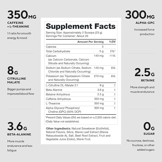 LEGION Pulse Pre Workout - All Natural Nitric Oxide Preworkout Drink to Boost Energy, Creatine Free, Naturally Sweetened, Beta Alanine, Citrulline, Alpha GPC (Strawberry Margarita)