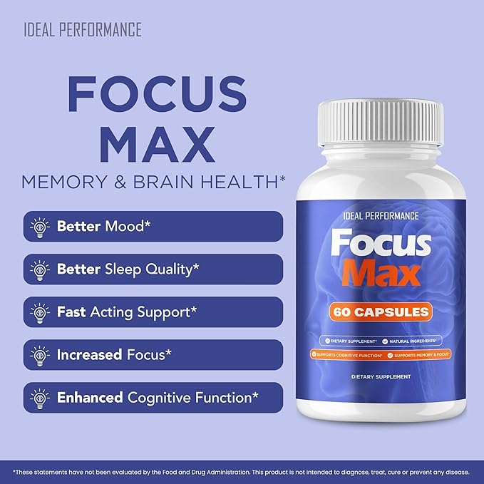 Focus Max Supplement Pills, Focus Max Capsules for Brain Health & Memory Support - Maximum Strength, Advanced Formula Nootropic Pills, All Natural Ingredients FocusMax Support Reviews (2 Pack)