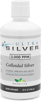 Ultra Silver® Colloidal Silver | 5,000 PPM, 32 Oz (946mL) | Mineral Supplement | True Colloidal Silver - 4 oz Dropper Bottle (Empty) Included for Dispensing!