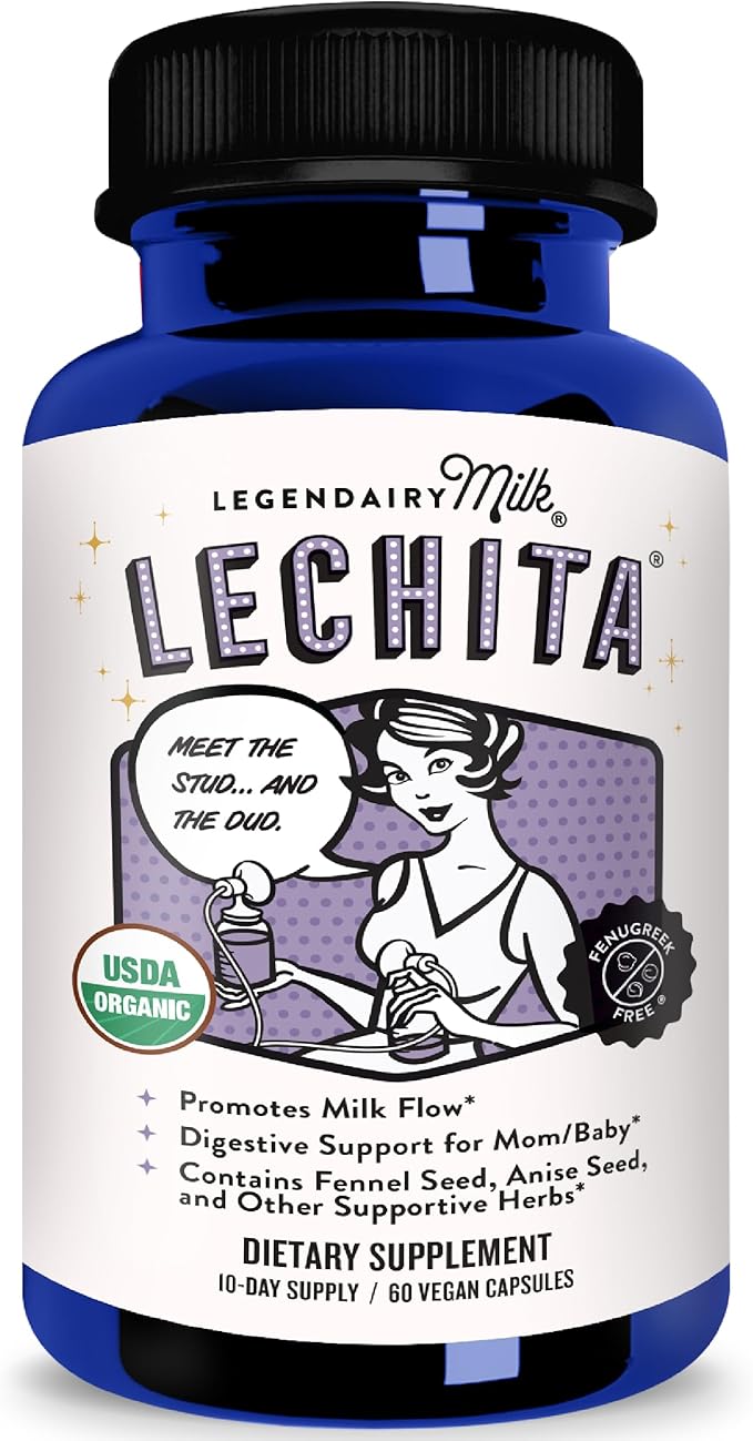 Legendairy Milk Lechita, Supports Milk Flow, Organic Fenugreek Free Breastfeeding Supplement, Organic Fennel & Anise, Made in USA, 60 Vegan Capsules