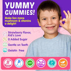 Kids Brain Gummies with Lion's Mane Mushroom, Methyl B6, B9, B12, Supper Greens, Lutein, Brain Booster Supplement for Focus & Attention, Cognitive Function, Vision & Energy, Sugar Free, Vegan 2 Pack