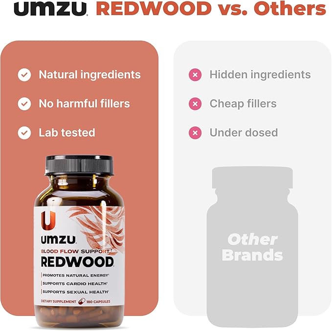 UMZU Redwood Nitric Oxide Booster, (30 Day Supply) – Vitamin C, Garlic & Horse Chestnut – Healthy Circulation & Endurance – Daily Cardiovascular Support Nitric Oxide Supplement Blood Flow Supplement