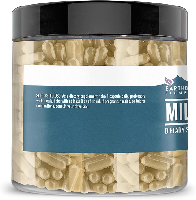Earthborn Elements Milk Thistle 200 Capsules, Pure & Undiluted, No Additives