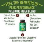 USDA Organic 3-in-1 Prebiotic Fiber - Vegan Capsules for Gut, Digestive Health. Raw Whole Food Plant Based Prebiotics Pills Supplement with Inulin (Jerusalem Artichoke), Acacia Fibers, SunFiber