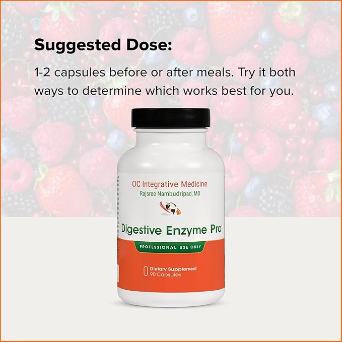 Digestive Enzyme Pro by Dr. Rajsree, MD | Full Spectrum Digestive Enzyme Support for Gas, Bloating & Indigestion | with Betaine, Pepsin, Ox Bile & Pancreatin | 90 Capsules