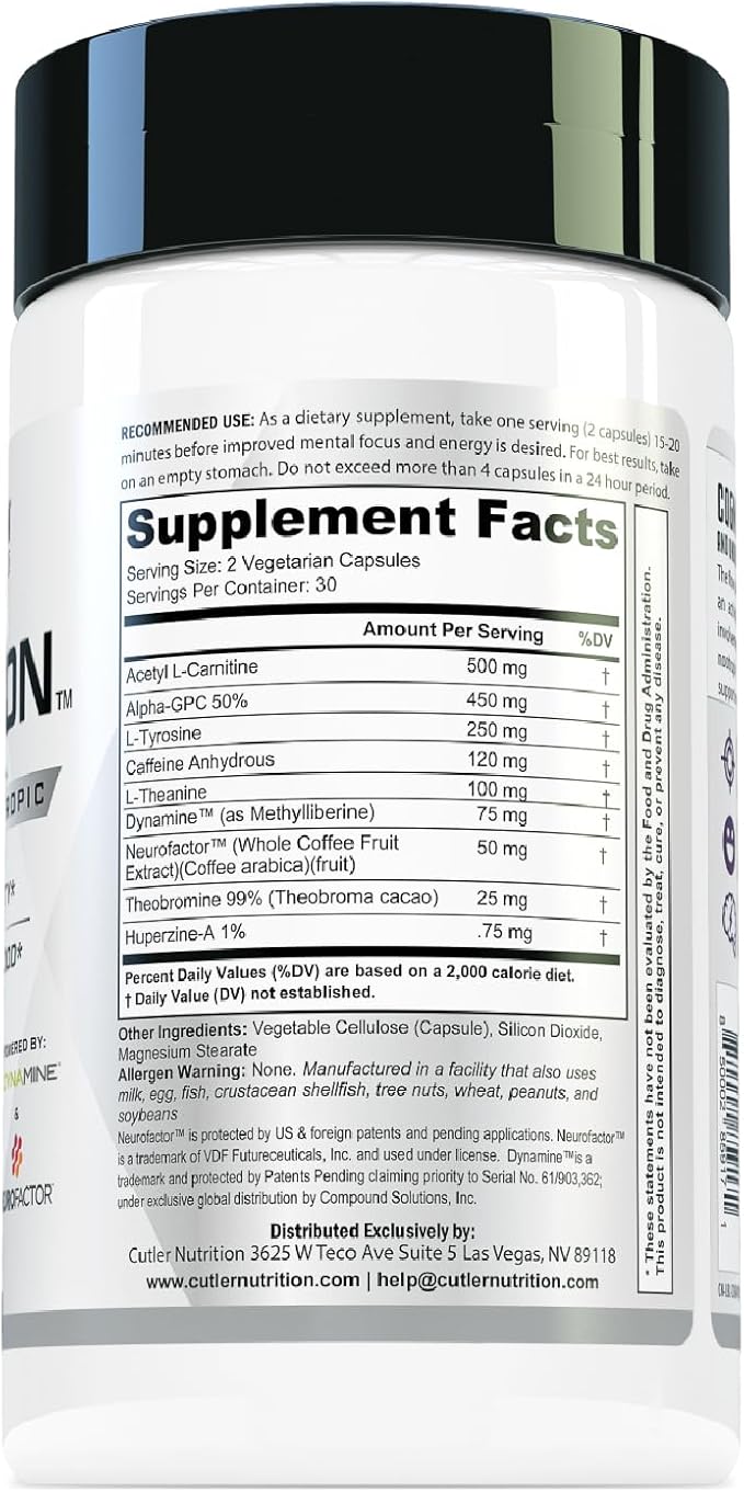 COGNITION High Potency Brain Nootropic Focus Supplement: Best Nootropic and Energy Pills for Mental Clarity, Memory, Studying, Gaming, and Work | Alpha GPC, Dynamine, Caffeine, L Theanine , 60 Count
