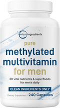 Micro Ingredients Pure Methylated Multivitamin for Men, 240 Capsules | 30 Essential Nutrients with Activated B Complex & Methylfolate + Saw Palmetto, Ginseng, Maca, Lycopene, Vitamin D3 & Zinc