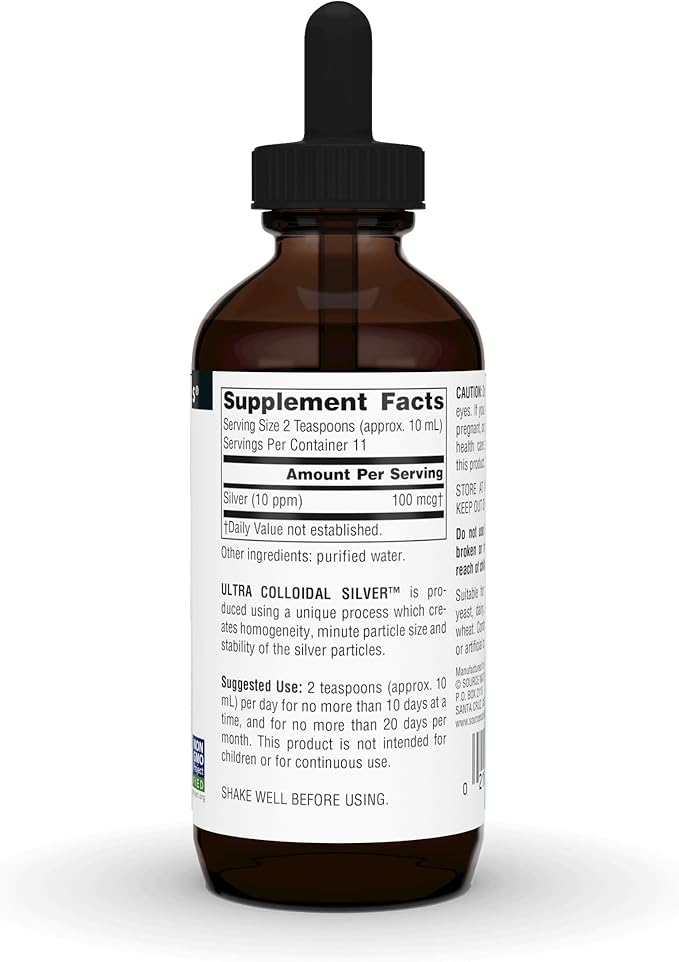 Source Naturals Ultra Colloidal Silver - Liquid Supplement for Immune System Support - 10 ppm - 4 oz