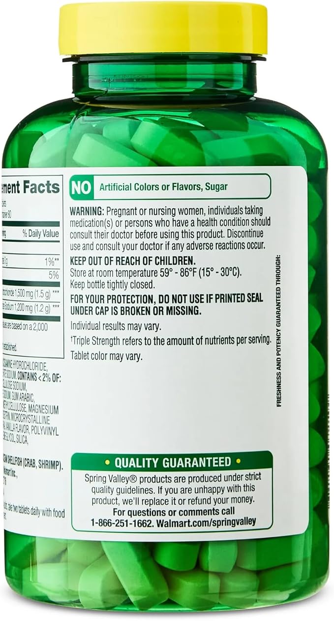 SUREFECT Spring Valley Triple Strength Glucosamine & Chondroitin Tablets - Joint Support, 160 Count Organizer.