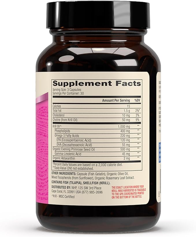 Dr. Mercola Krill Oil for Women - 2 mg Astaxanthin - MSC Certified Sustainable - Supports Brain, Skin & Immune Systems - with Omega-3s - Non-GMO, Gluten-Free & Soy-Free - 90 Capsules (30 Servings)