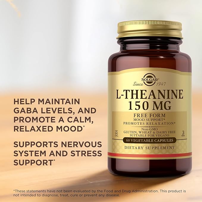 Solgar L-Theanine 150 mg - 60 Vegetable Capsules - Promotes Relaxation - Non-GMO, Vegan, Kosher & Gluten Free - 60 Servings