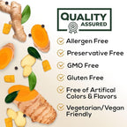 Turmeric Curcumin Supplement Gummies - 95% Curcuminoids with Turmeric & Ginger, Black Pepper for Best Absorption, Nature's Vegan Joint Support, Non-GMO, Gluten Free, Tasty Peach Flavor - 60 Gummies