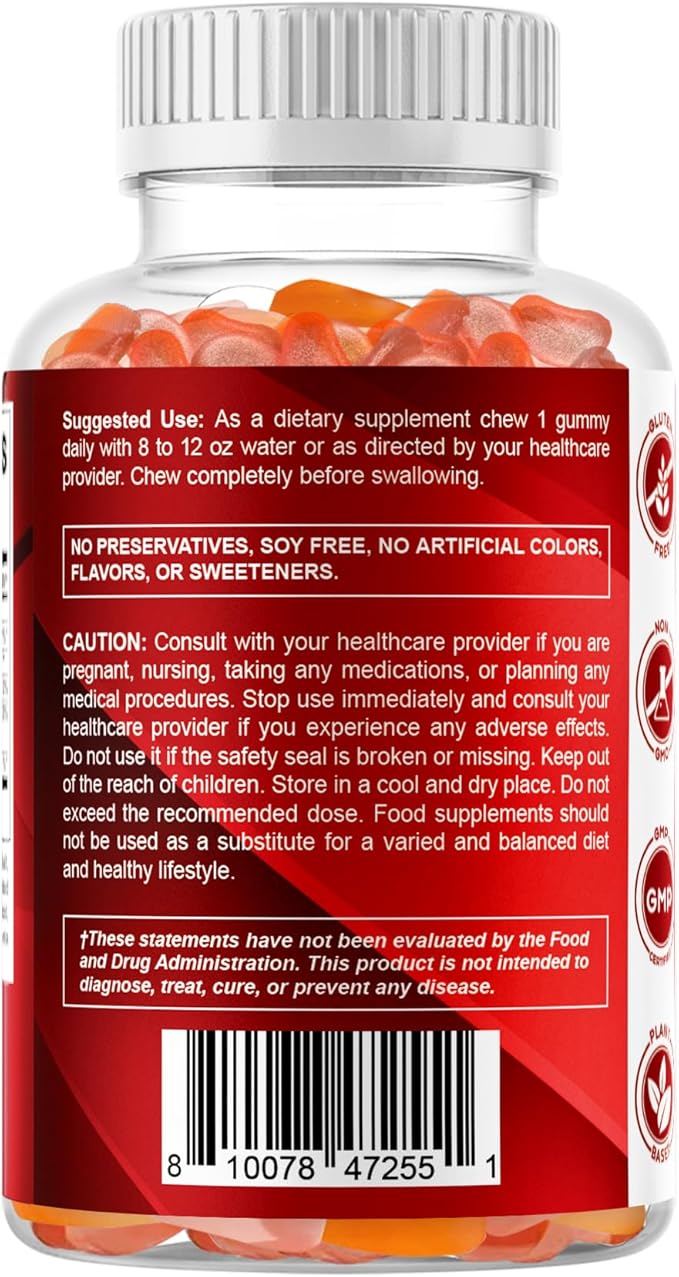 Vitamatic Sugar Free Vitamin A 25000 IU Gummies (Retinyl Palmitate) - Natural Strawberry Flavor - 120 Pectin Based Gummies (1 Bottle)