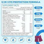2 Pack Lutein Gummies, 12 in 1 Lutein and Zeaxanthin Supplements Eye Vitamins Gummies for Adults, Eye Health Supplement with Multiple Vitamin for Promoting Eye & Vision - 120 Gummies
