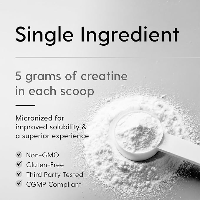 HEARTHY FOODS Creatine Monohydrate Micronized Powder 500G - 100 Servings, 5000mg Per Serving (5g) - for Men & Women Muscle Growth & Recovery - UNFLAVORED