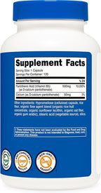 Nutricost Pantothenic Acid (Vitamin B5) 500mg, 120 Capsules