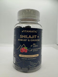 Vitamatic Shilajit with KSM-66® Ashwagandha & Ginseng Extract Gummies – Natural Raspberry Flavor – 60 Vegan Gummies - Made in USA