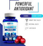 We Like Vitamins D-Mannose 1000mg Capsules - 180 Easy to Swallow Veggie Capsules - Cranberry D Mannose Supplement Helps Support Bladder and Urinary Tract Health