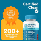 SmartyPants Men’s Multivitamin Gummies with Omega 3 DHA/EPA, Methylfolate, Vitamin D3, C, B12, B6, A, K, Zinc, Raspberry Lemonade Flavor, 90 Count (30 Day Supply)