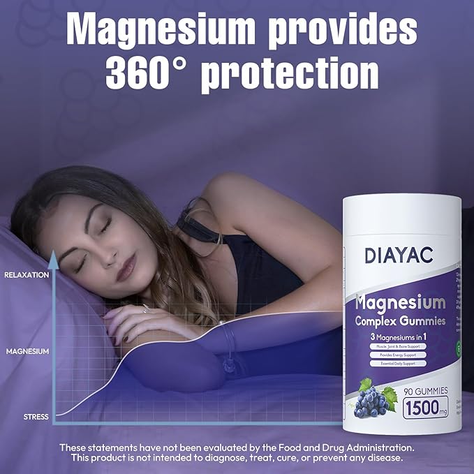 Magnesium Complex Gummies, Individually Packaged Magnesium Supplement, Magnesium Chelate, Bisglycinate, Malate, Citrate, Taurate Chewable for Women & Men,Sleep&Muscle&Nerve Health, Vegan 90 Counts
