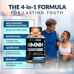 NMNH Supplement (NMN Alternative) NAD Booster for Anti-Aging, Cellular Energy & Nice Skin- Dihydronicotinamide mononucleotide, Resveratrol, Quercetin & BioPerine® for Max Absorption- 60 caps