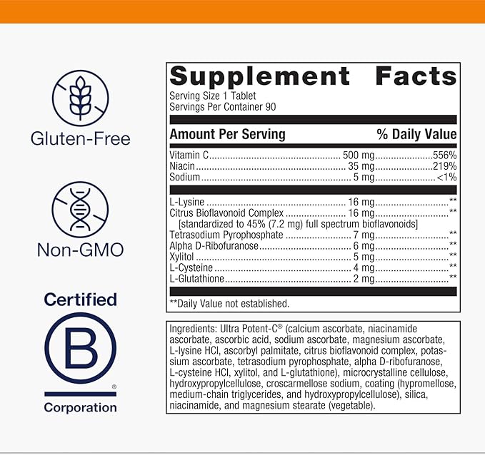 Metagenics Ultra Potent-C 500 - Buffered Vitamin C Supplement for Immune Support, Antioxidant Defense & Collagen Formation - Gentle, Stomach-Friendly, Non-GMO, Gluten-Free - 90 Tablets