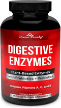 Divine Bounty Digestive Enzymes with Probiotics & Prebiotics with Lipase, Amylase, Bromelain - Support a Healthy Digestive Tract for Men and Women – 90 Vegetarian Capsules