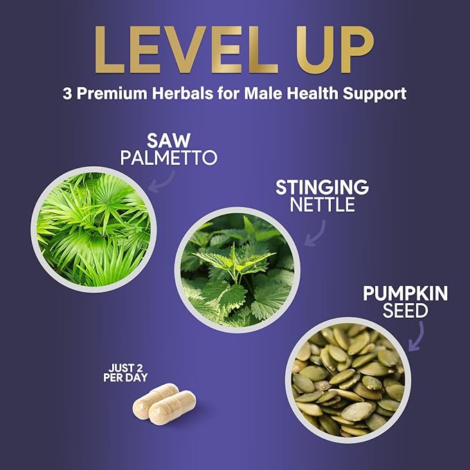 Prostate Health Supplements for Men - 3X Strength with Saw Palmetto Blend Stinging Nettle Root & Pumpkin Seed Support Complex - Supports Bathroom Trips Prostate & Urinary Health - 120 Capsules