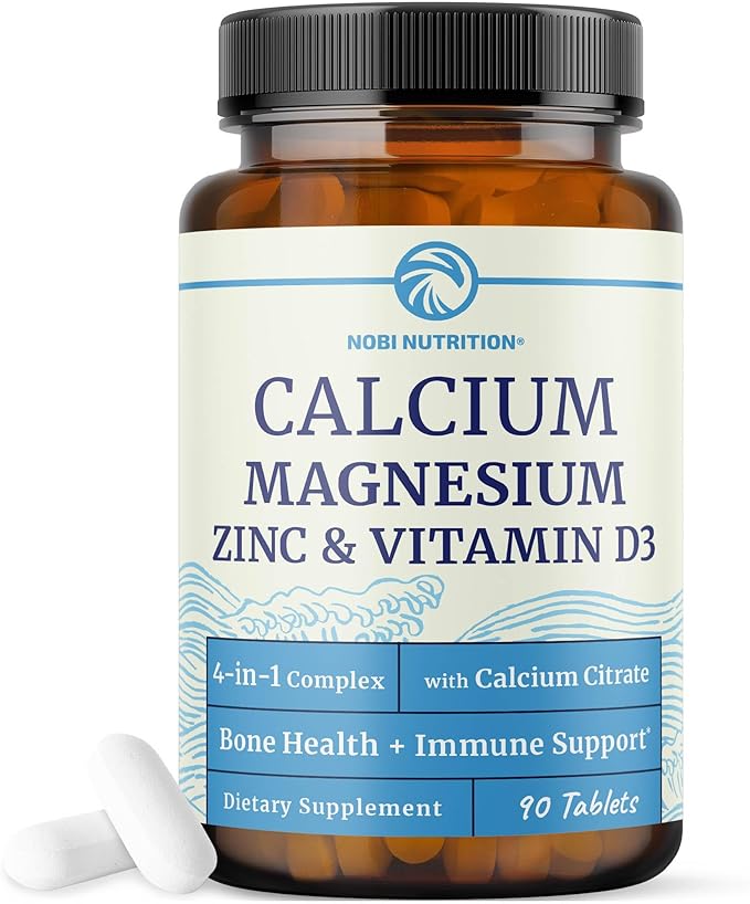 Calcium Magnesium Zinc D3 Supplement | Strong Bones, Healthy Teeth & Immune Support | Calcium Citrate Magnesium and Zinc with Vitamin D3 | 4-in-1 Cal Mag Supplement | 90 Tablets (1 Month Supply)