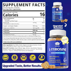 L Tyrosine Calm & Focus Supplement Gummies 1100mg for Adults, L-Tyrosine Brain Supplement Gummies w/ L-Theanine, Ashwagandha, Vitamin B6 & B9 Supplements for Memory, Mood, Relax, Energy -Vegan,120Cts