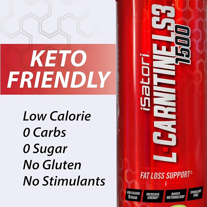 iSatori L-Carnitine LS3 1500, Liquid L-Carnitine with Acetyl L-Carnitine, L-Carnitine L-Tartrate, Stimulant Free Pre Workout, Low Calorie, Sugar, Gluten, Keto-Friendly, Strawberry Kiwi (32 Servings)