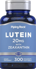 Piping Rock Lutein and Zeaxanthin Supplement | 20 mg | 300 Softgels | Eye Vitamin from Marigold Extract | Non-GMO, Gluten Free