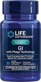 Life Extension FLORASSIST® Probiotic GI with Phage Technology, Digestive Health Supplement, microbiome Balance, Gut Health, Gluten Free, Vegetarian, 30 Capsules