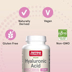 Jarrow Formulas Hyaluronic Acid 120 mg, Dietary Supplement, Skin Health Support, 120 Veggie Capsules, Up to 60 Day Supply, Pack of 12