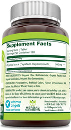 Herbal Secrets Maca Supplement | 500 Mg Per Serving | 120 Tablets | Non-GMO | Gluten Free | Made in USA
