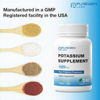 Puregen Labs Potassium Bicarbonate Supplement 1020 mg | Non-GMO | Gluten Free | 240 Vegetarian Capsules