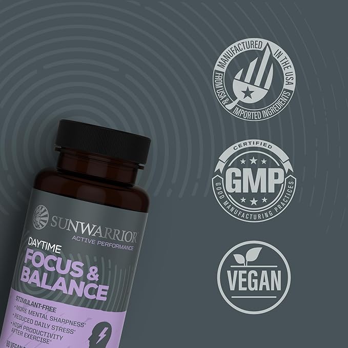 Ashwagandha, Rhodiola, Reishi & 5-HTP for Stress-Free Focus Active Focus & Balance Capsules Caffeine-Free Nootropic for Calm Energy & Mental Clarity, Mood & Immune Support 60 Vegan Capsules