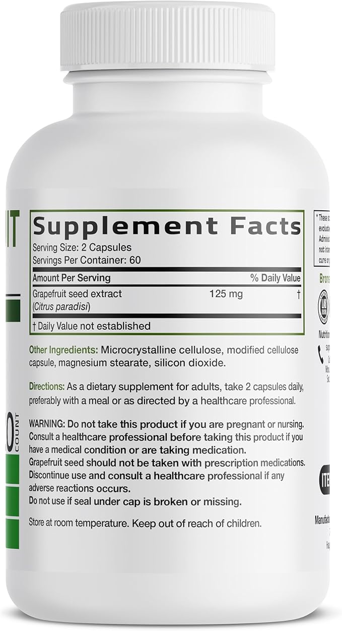 Bronson Grapefruit Seed Extract Citrus per Serving Paradisi Supports Immune Health & Helps Maintain a Healthy Gastrointestinal Tract - Non-GMO, 120 Vegetarian Capsules