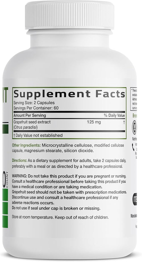 Bronson Grapefruit Seed Extract Citrus per Serving Paradisi Supports Immune Health & Helps Maintain a Healthy Gastrointestinal Tract - Non-GMO, 120 Vegetarian Capsules