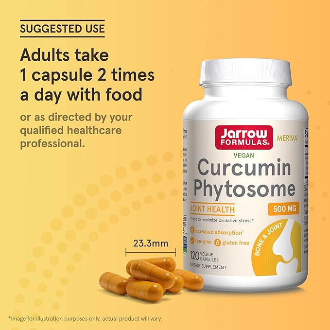 Jarrow Formulas Curcumin Phytosome 500 mg - Formulated with Meriva - Antioxidant Support Supplement - Joint Health & Support - 120 Veggie Capsules