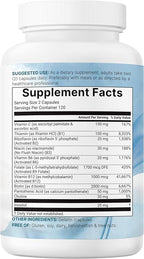 Micro Ingredients Pure Methylated B Complex, 240 Capsules | 11-in-1 Formula with Methylfolate, B12, Thiamin, Inositol, Choline, & Fat Soluble Vitamin C | Clean Ingredients Without Fillers | Non-GMO