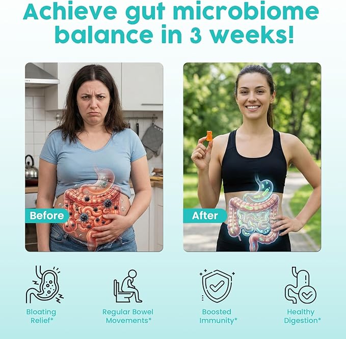 (180 Count) Probiotic Gummies, 19 in 1 Prebiotics Postbiotic Probiotic Gummies, 100 Billion CFU Probiotics for Women Men, Complete Immune, Gut & Digestive Support*, Sugar Free, Vegan