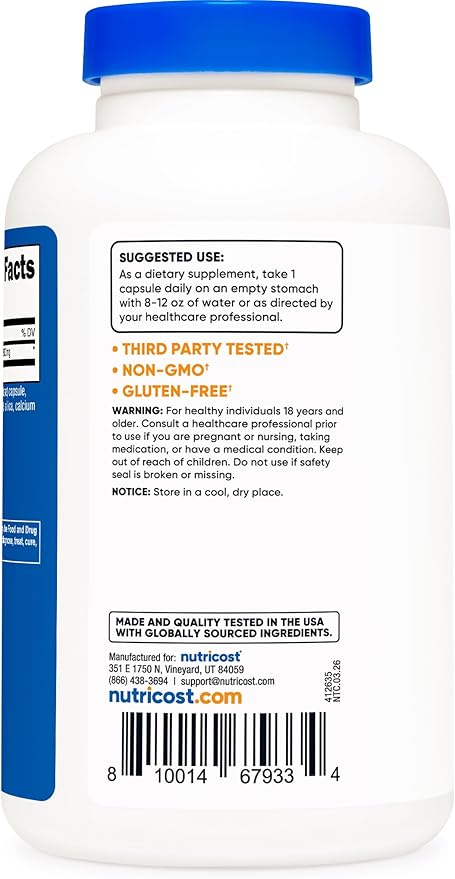 Nutricost L-Glutamine 800mg, 180 Capsules (2 Bottles)