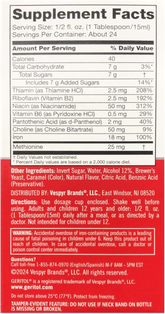 Geritol Liquid Supplement, B-Vitamins & Iron 12 Fluid Ounce (Pack of 6)