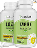 NaturalSlim Natural Potassium Citrate Gluconate 99 mg - Kadsorb Supports Electrolyte Balance & Normal pH - Absorbable Potassium Supplements with Essential Minerals - Non GMO 400 Capsules 2 Pack