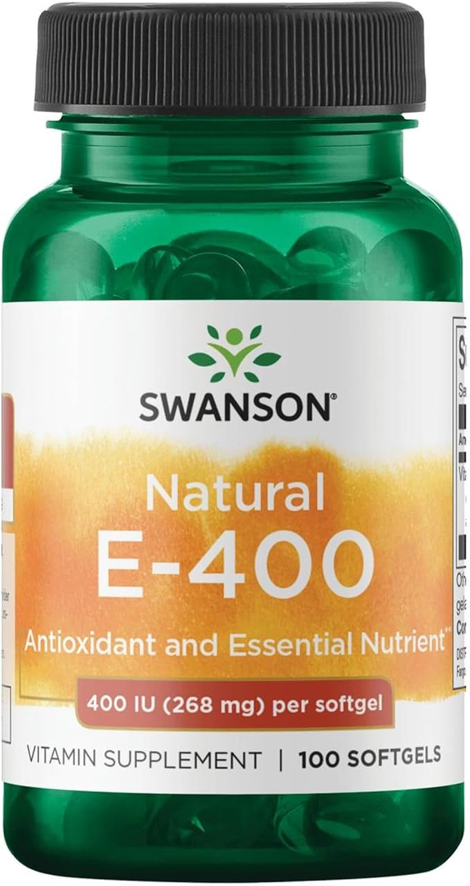 Swanson Natural Vitamin E 400 IU - Dietary Supplement for Daily Antioxidant Support - Can Support Immune System - Essential Nutrient and Vitamin Supplement (268 mg, 100 Softgels)